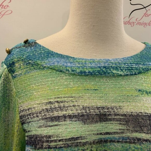 New Directions Petites. Size PL. Knit Semi Sheer. Textured. Boat Neck. Top. B28 - Picture 2 of 6